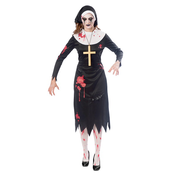Blodig Zombie Nonne Str. M/L