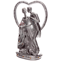 Brudepar i hjerte sølv 24x16x9 cm