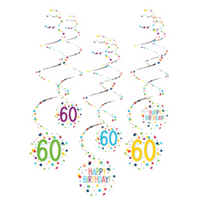Swirls 60 år med konfetti 6 stk
