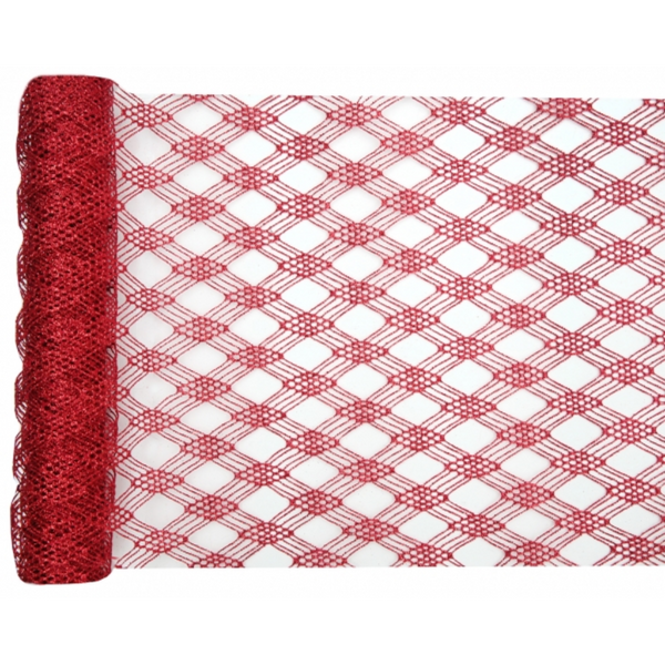 Bordløber lurex metallic rød 28cm x 3m
