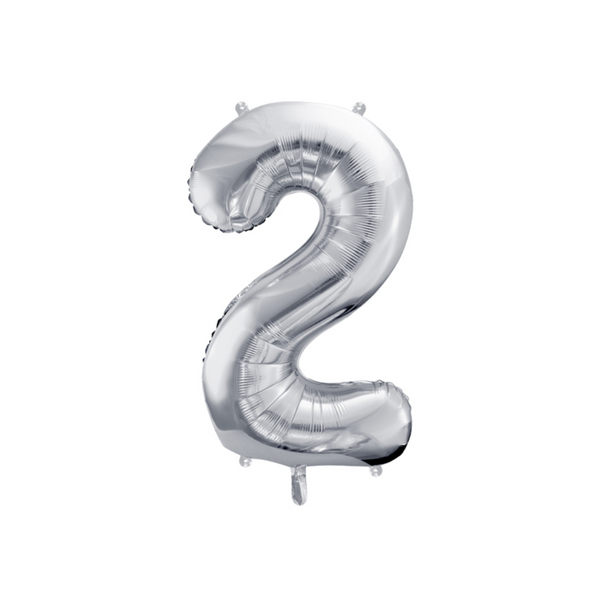 Folieballon Tallet 2 sølv 86cm - Fun & Party