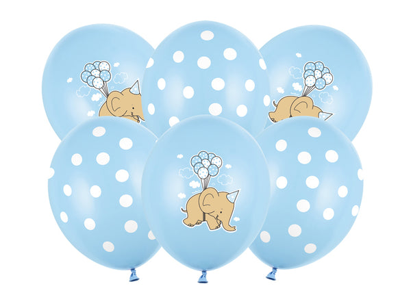 Balloner lyseblå med elefant 30 cm