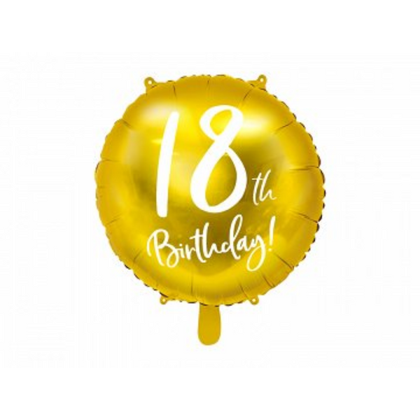 Folieballon guld 18 th birthday 45cm
