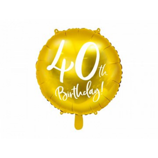 Folieballon guld 40 th birthday 45cm