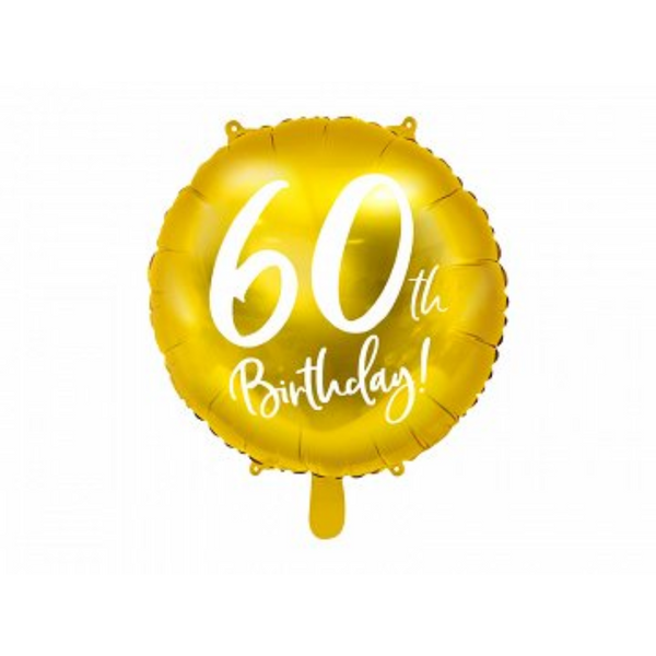 Folieballon guld 60 th birthday 45cm