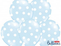 Balloner lyseblå med hvide prikker 30cm 6 stk