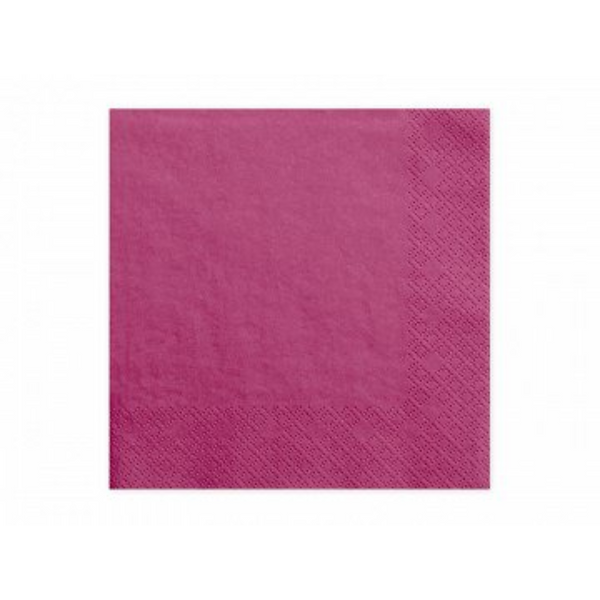 Servietter mørk pink 3 lags 33x33 cm 20 stk