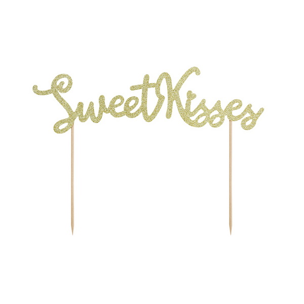 Kagetoppers "Sweet kisses" guld 16,5 cm